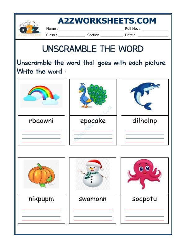 A2ZWorksheets:English-Reading-Unscramble The Word-09