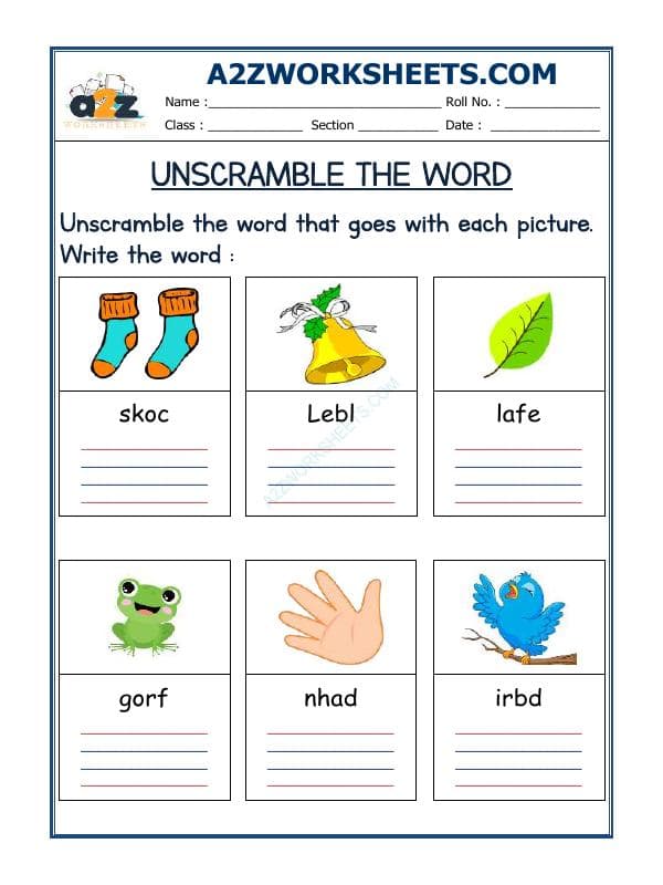 A2ZWorksheets:English-Reading-Unscramble The Word-11