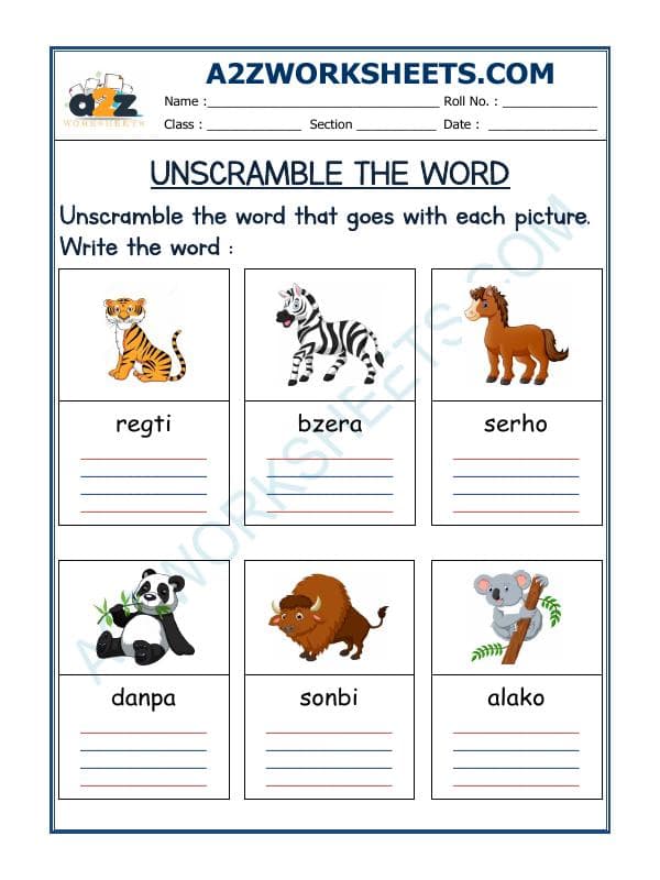 A2ZWorksheets:English-Reading-Unscramble The Word-14