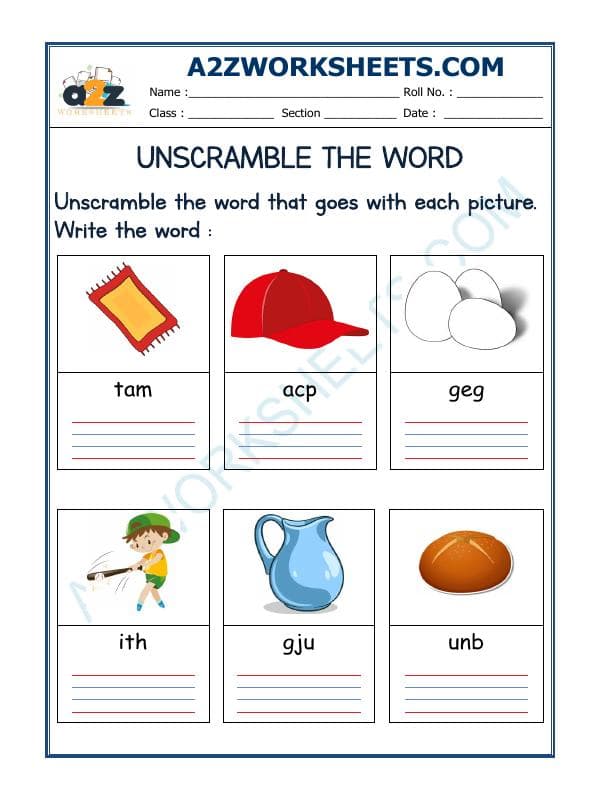 A2ZWorksheets:English-Reading-Unscramble The Word-15