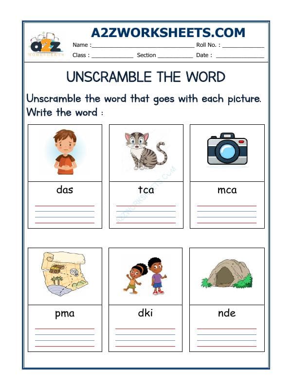 A2ZWorksheets:English-Reading-Unscramble The Word-19