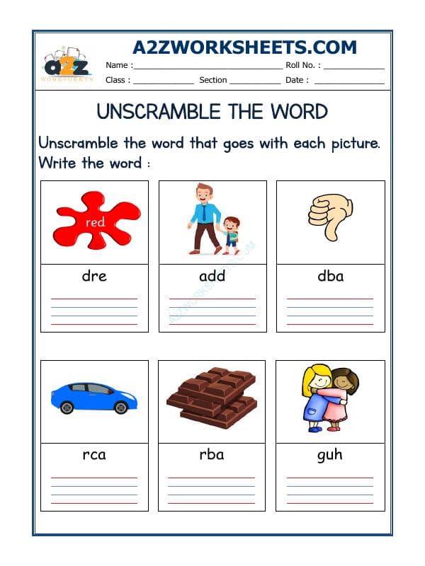 A2ZWorksheets:English-Reading-Unscramble The Word-21