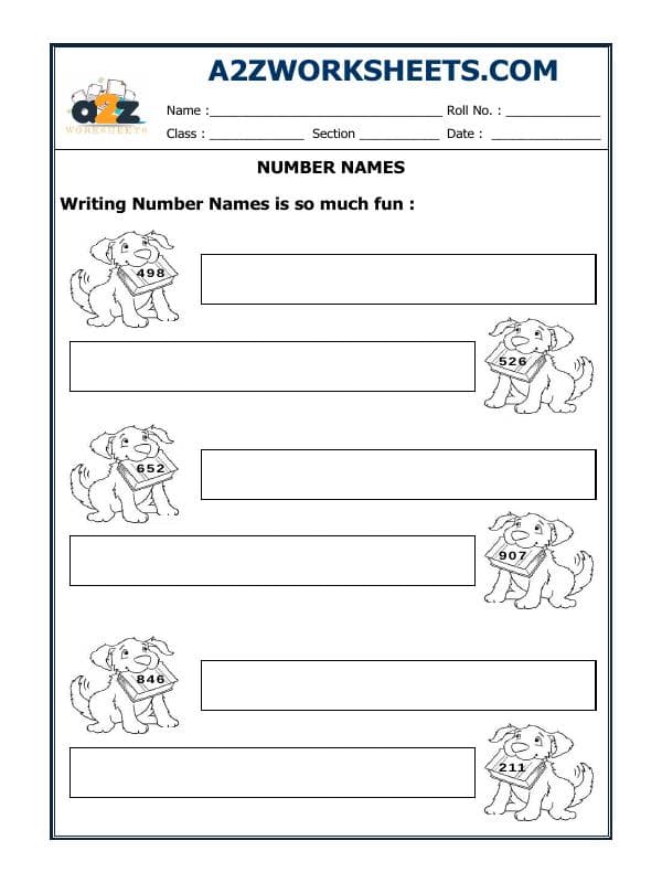 A2ZWorksheets:Maths-Numbers-Number Names