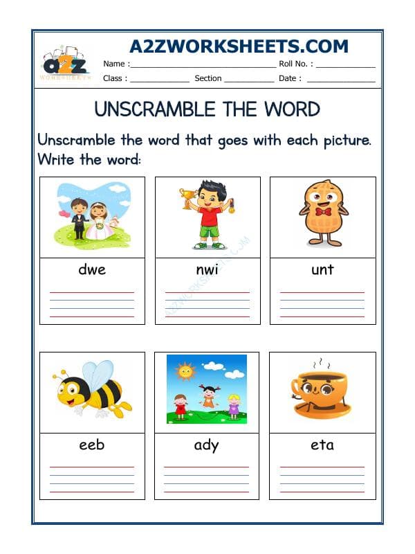 A2ZWorksheets:English-Reading-Unscramble The Word-24