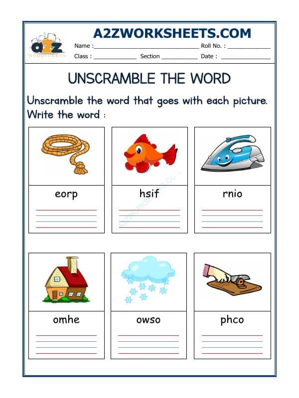A2ZWorksheets:English-Reading-Unscramble The Word-31