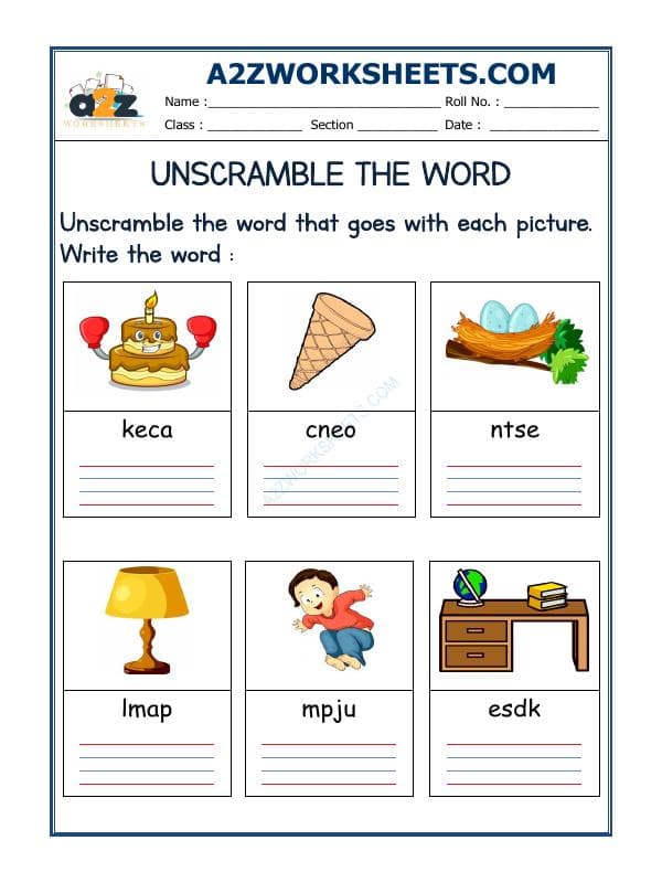 A2ZWorksheets:English-Reading-Unscramble The Word-33