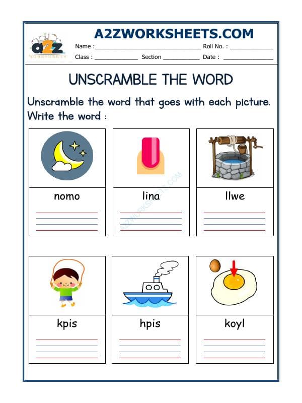 A2ZWorksheets:English-Reading-Unscramble The Word-36