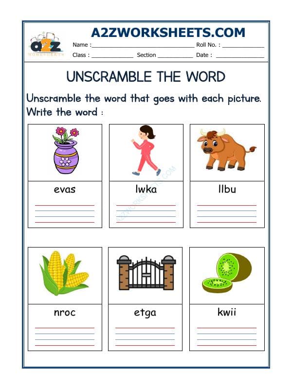 A2ZWorksheets:English-Reading-Unscramble The Word-37