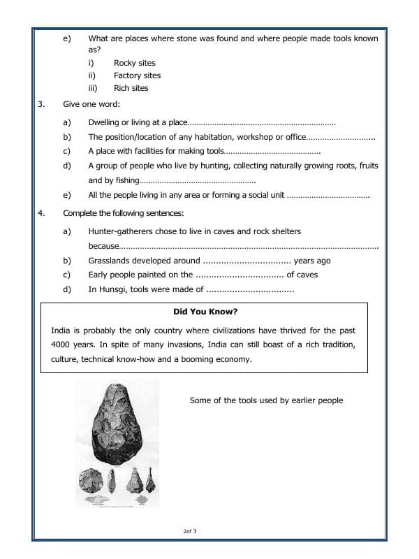 A2ZWorksheets:General Awareness-Our History and Heritage-On The Trial Of The Earliest People-01