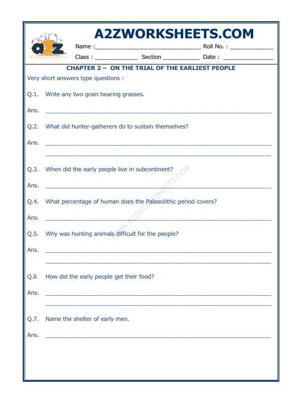 A2ZWorksheets:General Awareness-Our History and Heritage-On The Trial Of The Earliest People-02