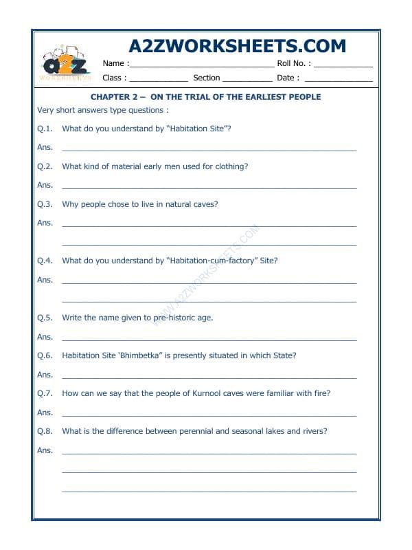 A2ZWorksheets:General Awareness-Our History and Heritage-On The Trial Of The Earliest People-03