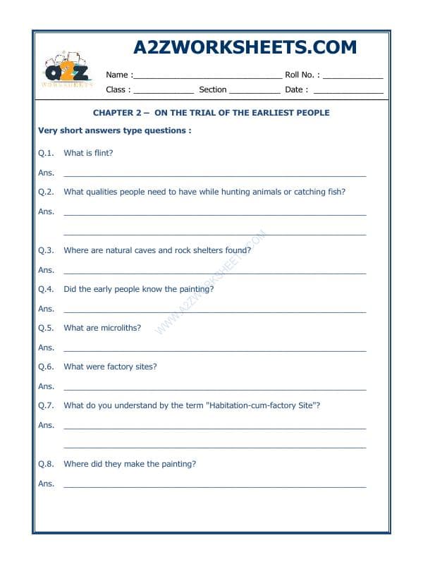 A2ZWorksheets:General Awareness-Our History and Heritage-On The Trial Of The Earliest People-05