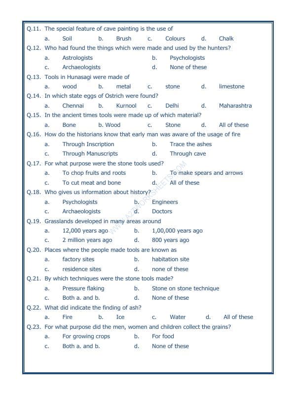 A2ZWorksheets:General Awareness-Our History and Heritage-On The Trial Of The Earliest People-07