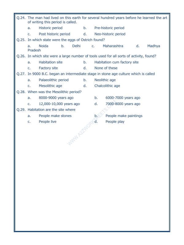 A2ZWorksheets:General Awareness-Our History and Heritage-On The Trial Of The Earliest People-07
