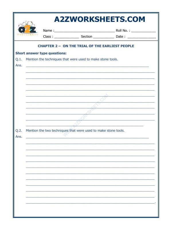 A2ZWorksheets:General Awareness-Our History and Heritage-On The Trial Of The Earliest People-09