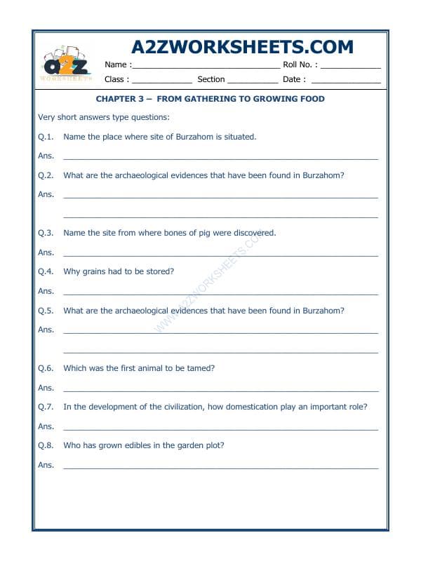 A2ZWorksheets:General Awareness-Culture and Tradition-From Gathering To Growing Food-01