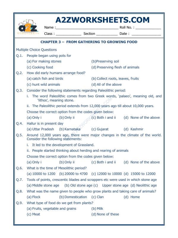 A2ZWorksheets:General Awareness-Culture and Tradition-From Gathering To Growing Food-07