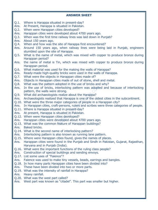 A2ZWorksheets:General Awareness-Our History and Heritage-In The Earliest Cities-01