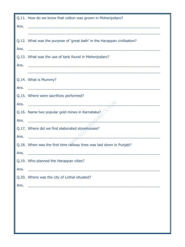 A2ZWorksheets:General Awareness-Our History and Heritage-In The Earliest Cities-02