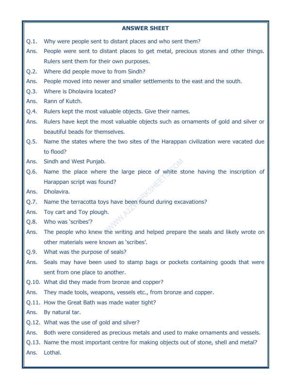 A2ZWorksheets:General Awareness-Our History and Heritage-In The Earliest Cities-03