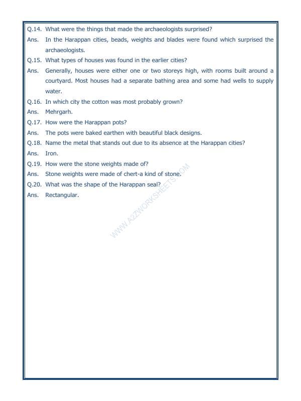 A2ZWorksheets:General Awareness-Our History and Heritage-In The Earliest Cities-03
