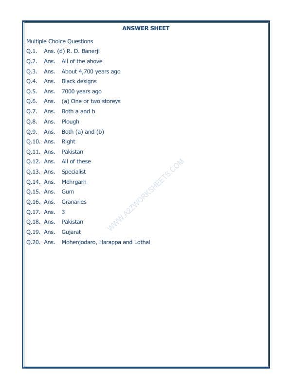 A2ZWorksheets:General Awareness-Our History and Heritage-In The Earliest Cities-05