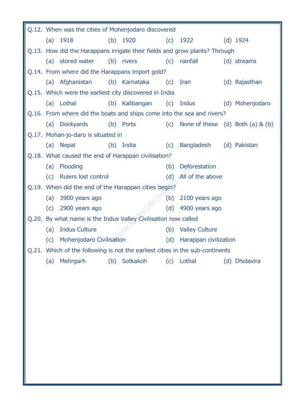 A2ZWorksheets:General Awareness-Our History and Heritage-In The Earliest Cities-06