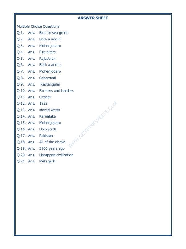 A2ZWorksheets:General Awareness-Our History and Heritage-In The Earliest Cities-06