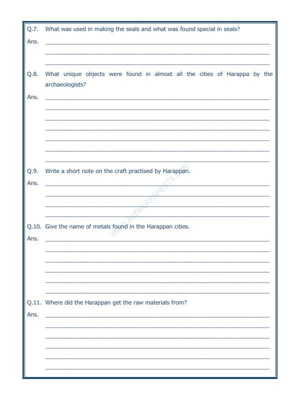 A2ZWorksheets:General Awareness-Our History and Heritage-In The Earliest Cities-07