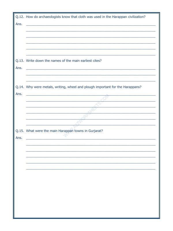 A2ZWorksheets:General Awareness-Our History and Heritage-In The Earliest Cities-07