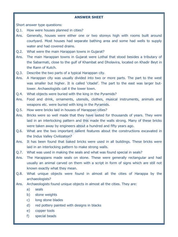 A2ZWorksheets:General Awareness-Our History and Heritage-In The Earliest Cities-07