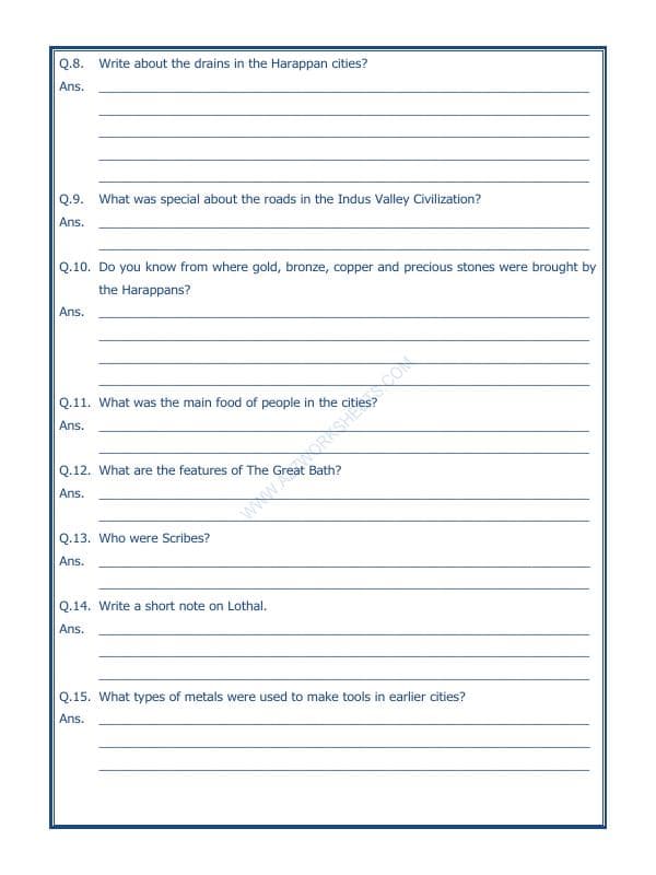 A2ZWorksheets:General Awareness-Our History and Heritage-In The Earliest Cities-08