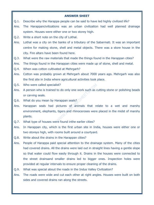 A2ZWorksheets:General Awareness-Our History and Heritage-In The Earliest Cities-08