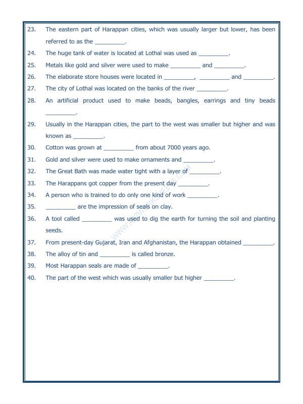 A2ZWorksheets:General Awareness-Our History and Heritage-In The Earliest Cities-09