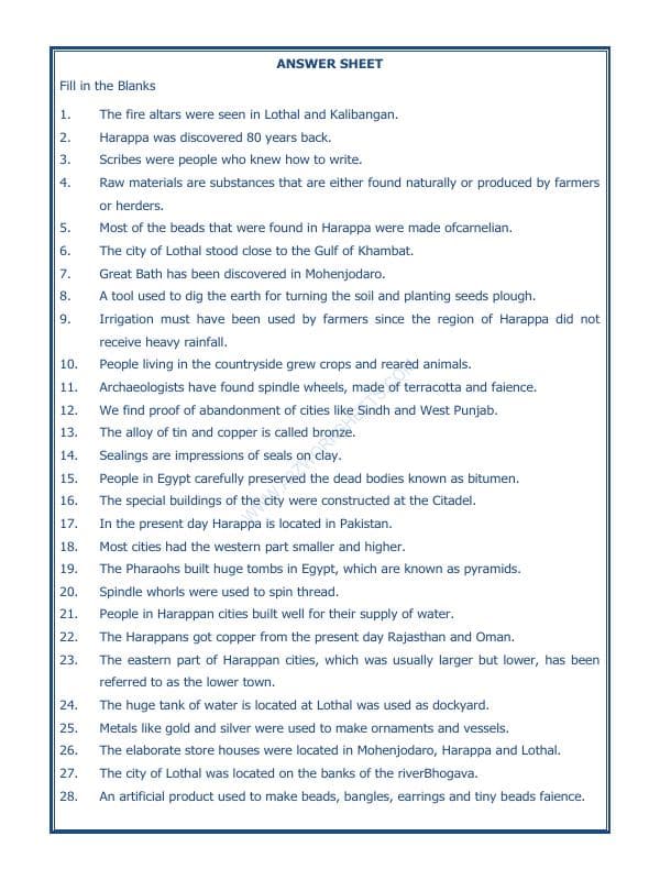 A2ZWorksheets:General Awareness-Our History and Heritage-In The Earliest Cities-09