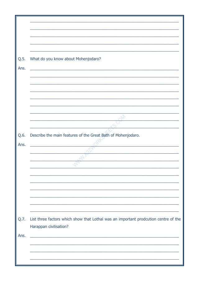 A2ZWorksheets:General Awareness-Our History and Heritage-In The Earliest Cities-11