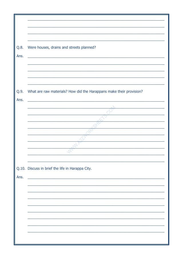 A2ZWorksheets:General Awareness-Our History and Heritage-In The Earliest Cities-11