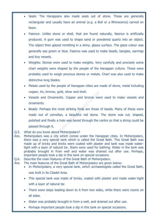 A2ZWorksheets:General Awareness-Our History and Heritage-In The Earliest Cities-11