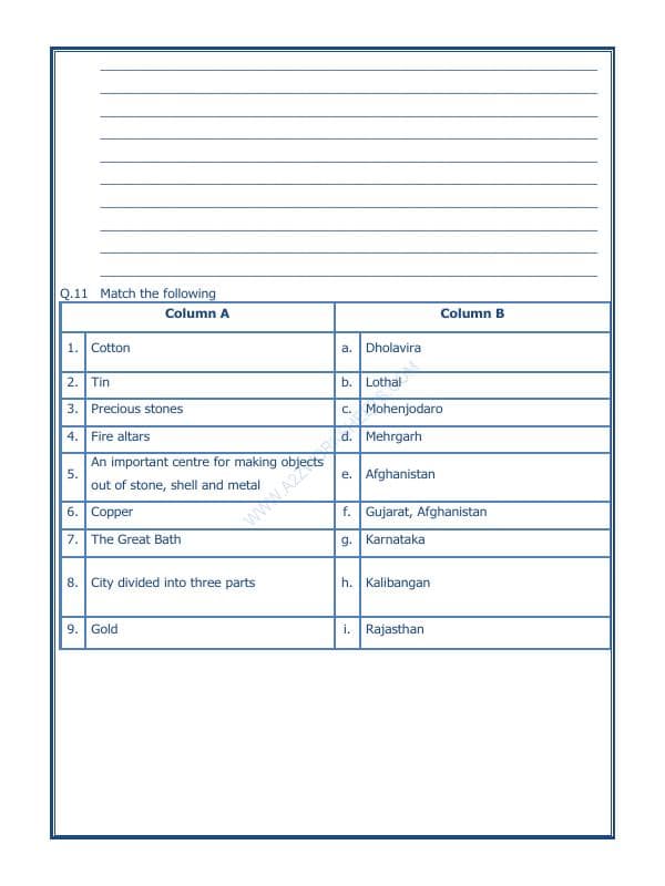 A2ZWorksheets:General Awareness-Our History and Heritage-In The Earliest Cities-12