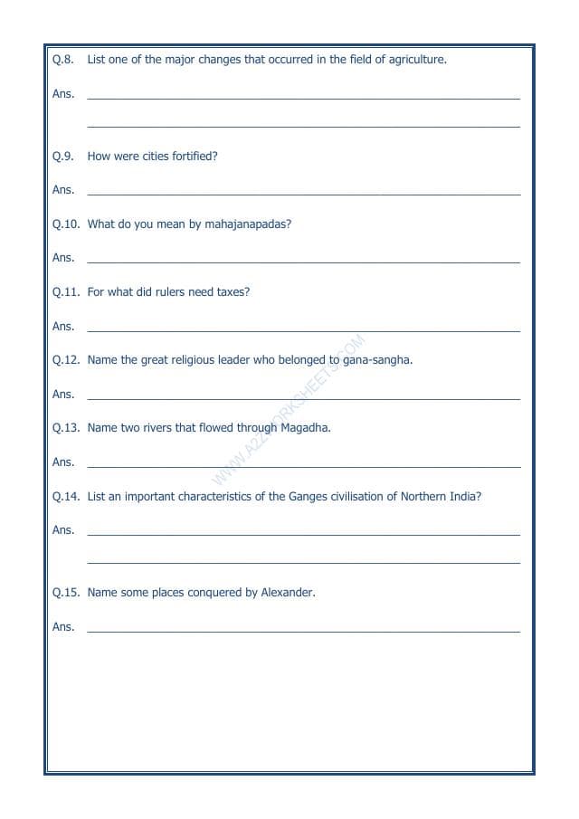 A2ZWorksheets:General Awareness-Our History and Heritage-Kingdoms, Kings And An Early Republic-01