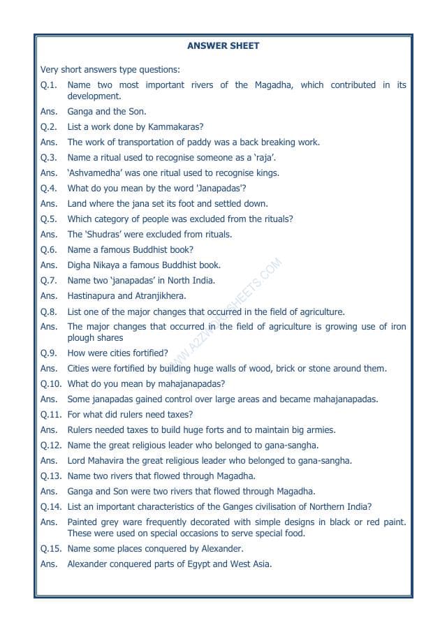 A2ZWorksheets:General Awareness-Our History and Heritage-Kingdoms, Kings And An Early Republic-01