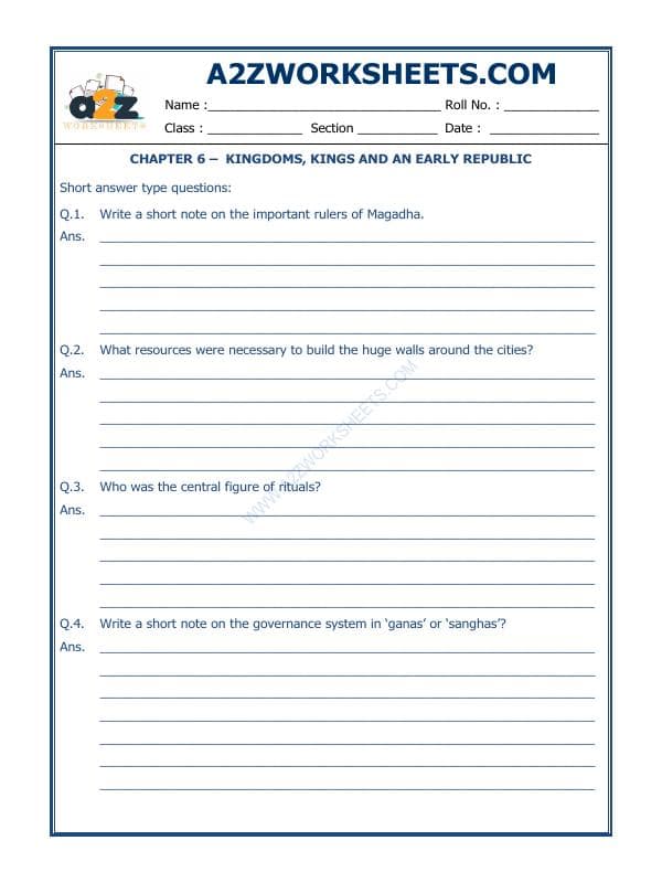 A2ZWorksheets:General Awareness-Our History and Heritage-Kingdoms, Kings And An Early Republic-09