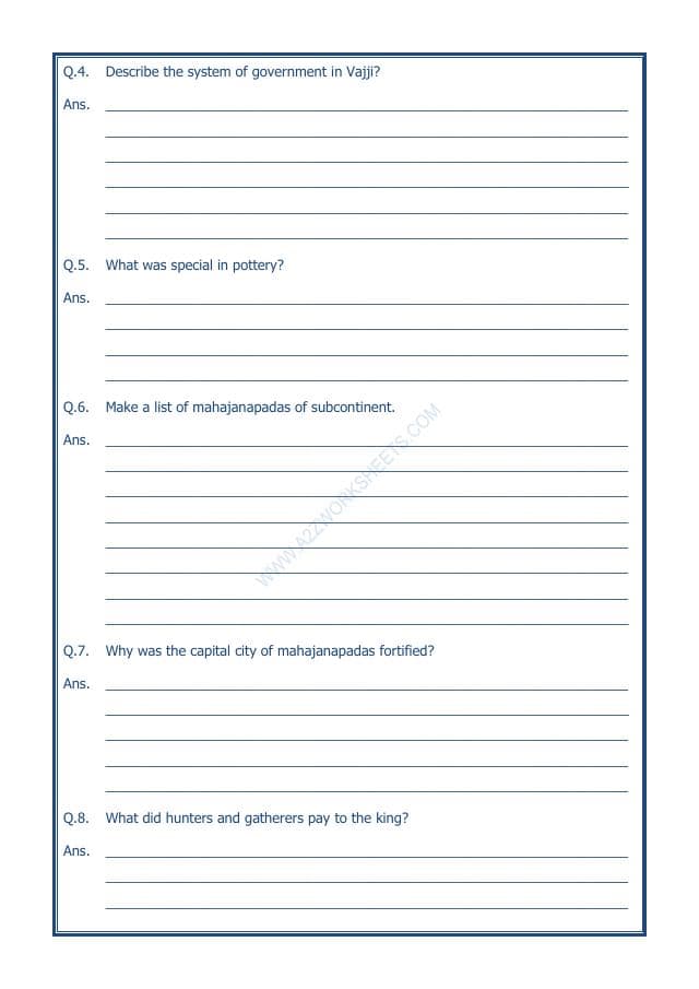 A2ZWorksheets:General Awareness-Our History and Heritage-Kingdoms, Kings And An Early Republic-10