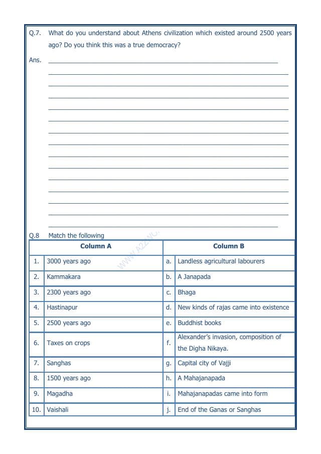 A2ZWorksheets:General Awareness-Our History and Heritage-Kingdoms, Kings And An Early Republic-13