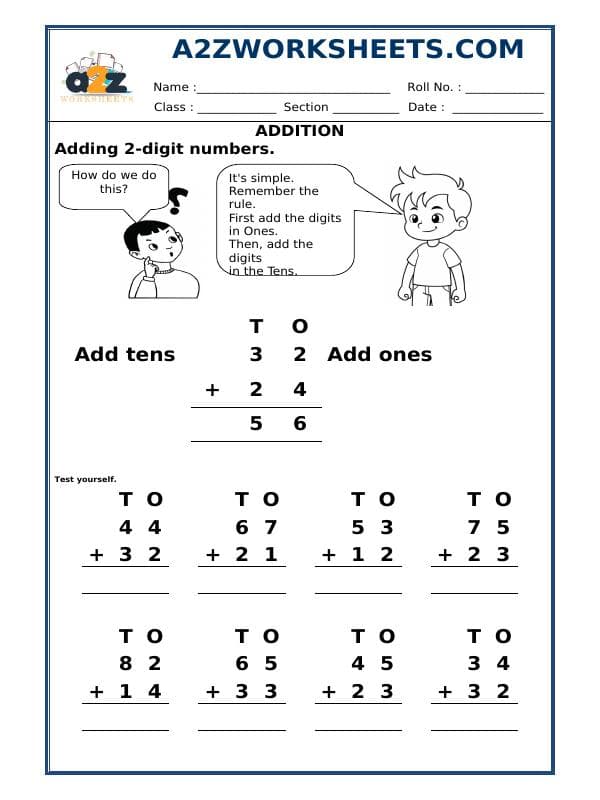 A2ZWorksheets:Maths-Addition-Addition (Handout)
