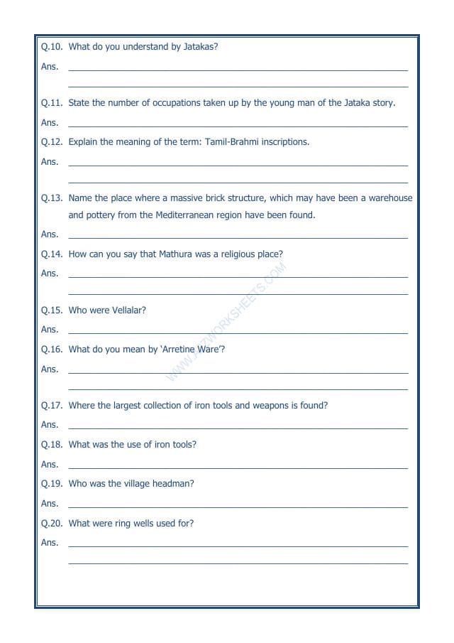 A2ZWorksheets:General Awareness-Our History and Heritage-Vital Villages, Thriving Towns-01