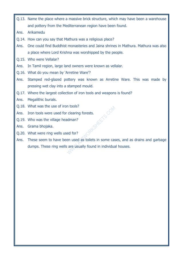 A2ZWorksheets:General Awareness-Our History and Heritage-Vital Villages, Thriving Towns-01