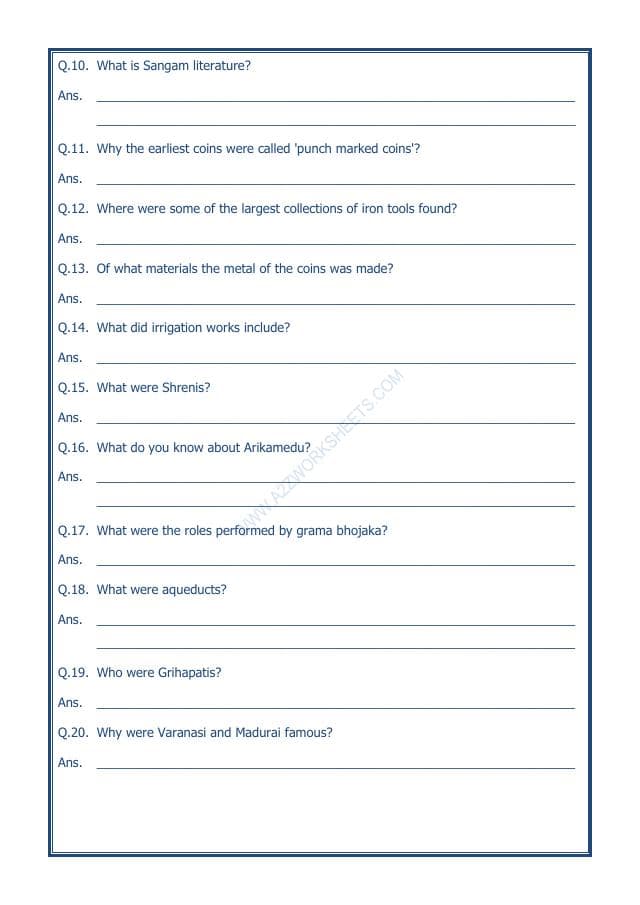 A2ZWorksheets:General Awareness-Our History and Heritage-Vital Villages, Thriving Towns-02