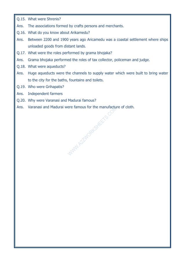 A2ZWorksheets:General Awareness-Our History and Heritage-Vital Villages, Thriving Towns-02