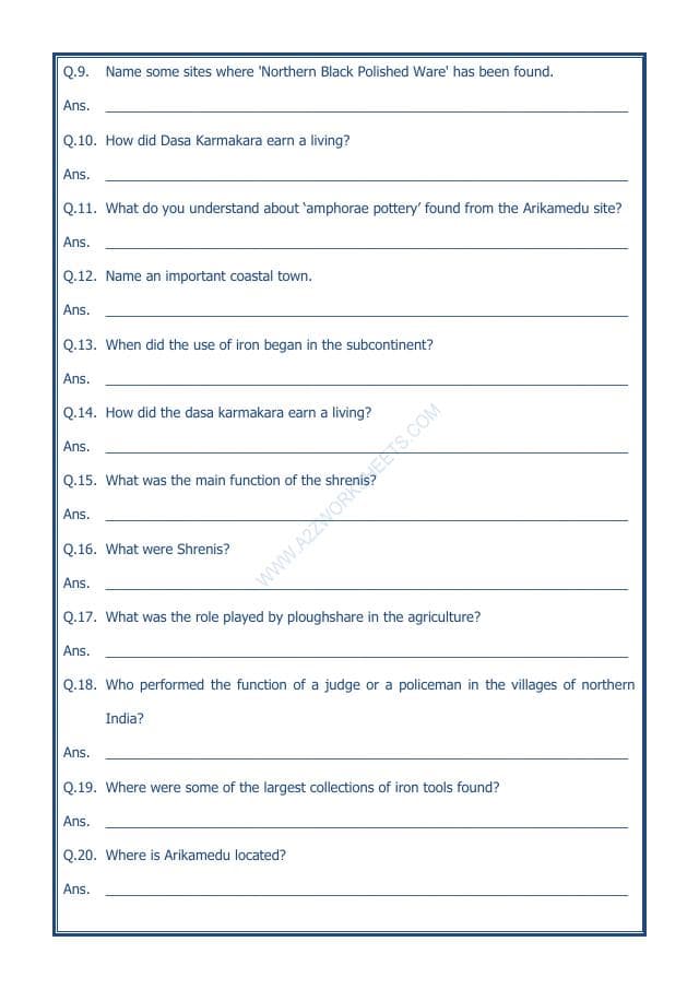 A2ZWorksheets:General Awareness-Our History and Heritage-Vital Villages, Thriving Towns-03